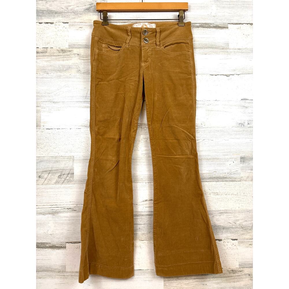 Bella Dahl Womens 26 Tan Corduroy Flare Pants Boho Retro Casual